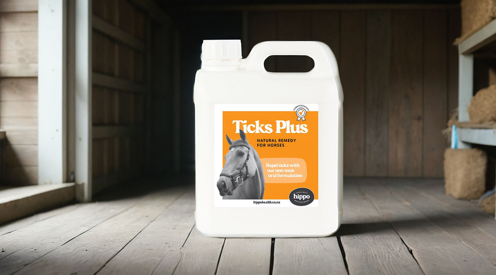 A jerry can of our 100% natural Ticks Plus remedy sitting in a tack shed. This blog post provides tips about how to store and use our remedies.