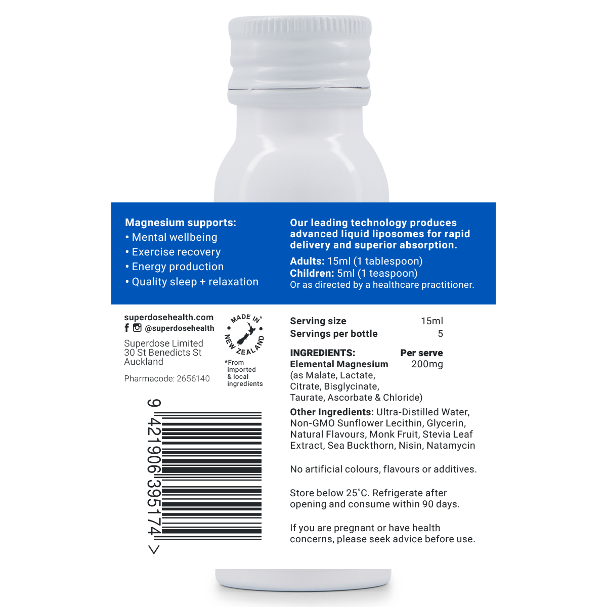 Superdose Liposomal Magnesium 200mg Mag-7 Complex