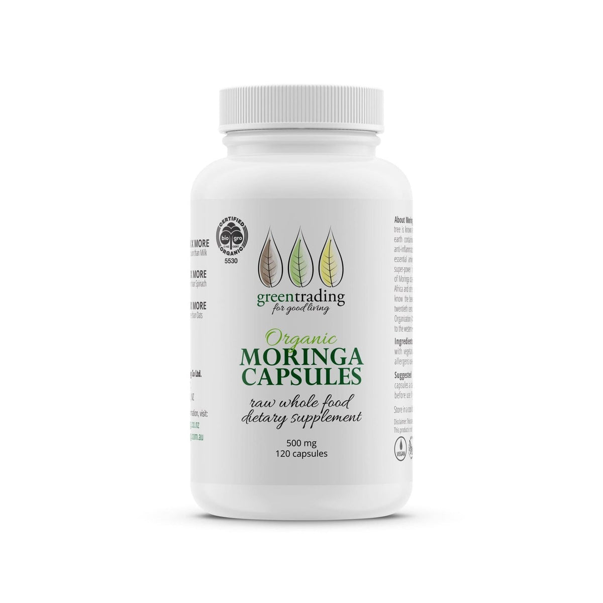 Organic Moringa 120 Capsules 500mg