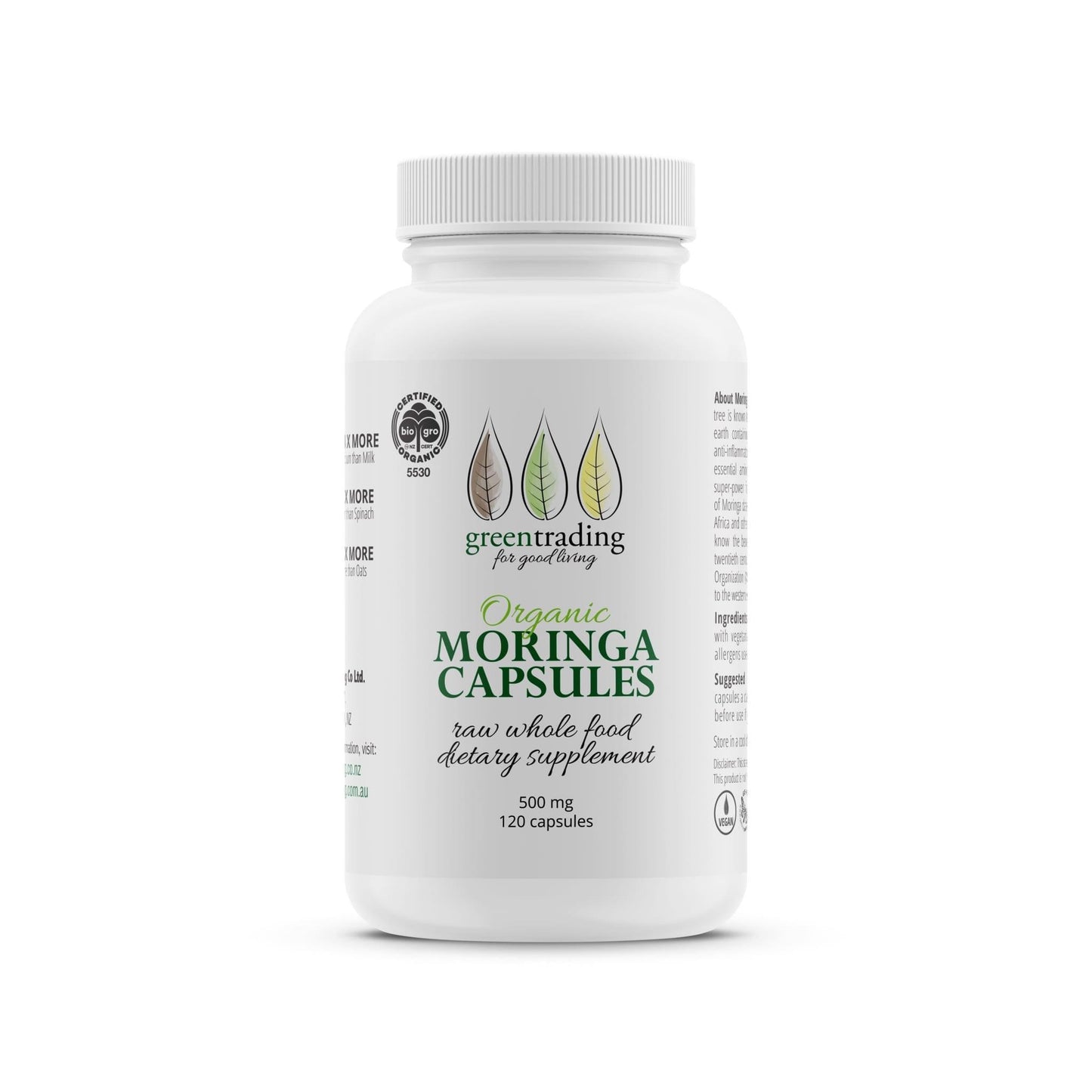 Organic Moringa 120 Capsules 500mg
